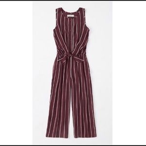 girls’ Abercrombie kids burgundy striped jumpsuit